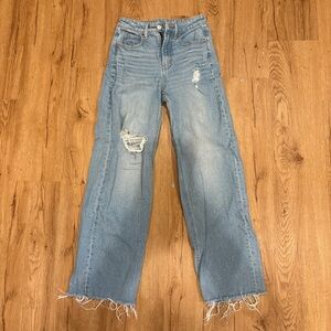Old Navy Light Blue Distressed Straight Leg Jeans